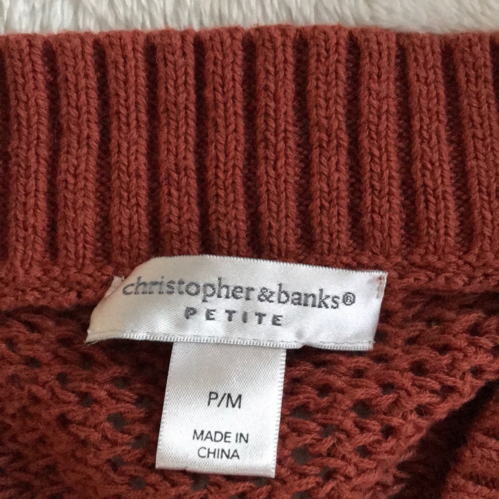 CHRISTOPHER & BANKS Cardigan Loose Knit Orange Size P/M - Picture 5 of 16